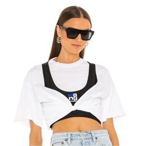 Alexander Wang - T-shirt Hybrid Sport Race Top (White x Black)